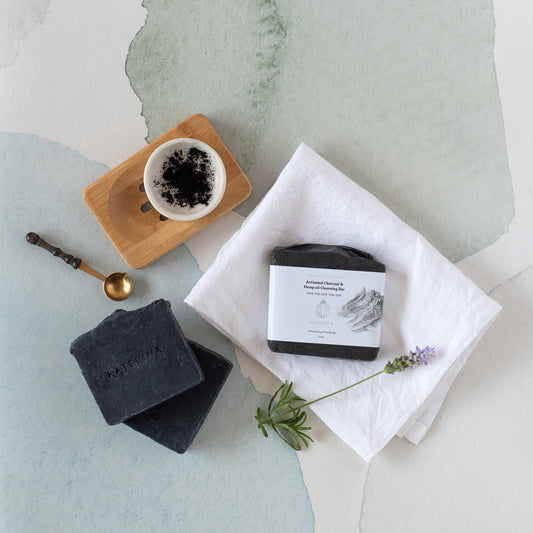 Organic Charcoal And Hemp Cleansing Soap Bar - Katerina - Natural BeautyQ